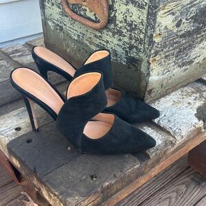 Halston Heritage Colette black suede stiletto mules